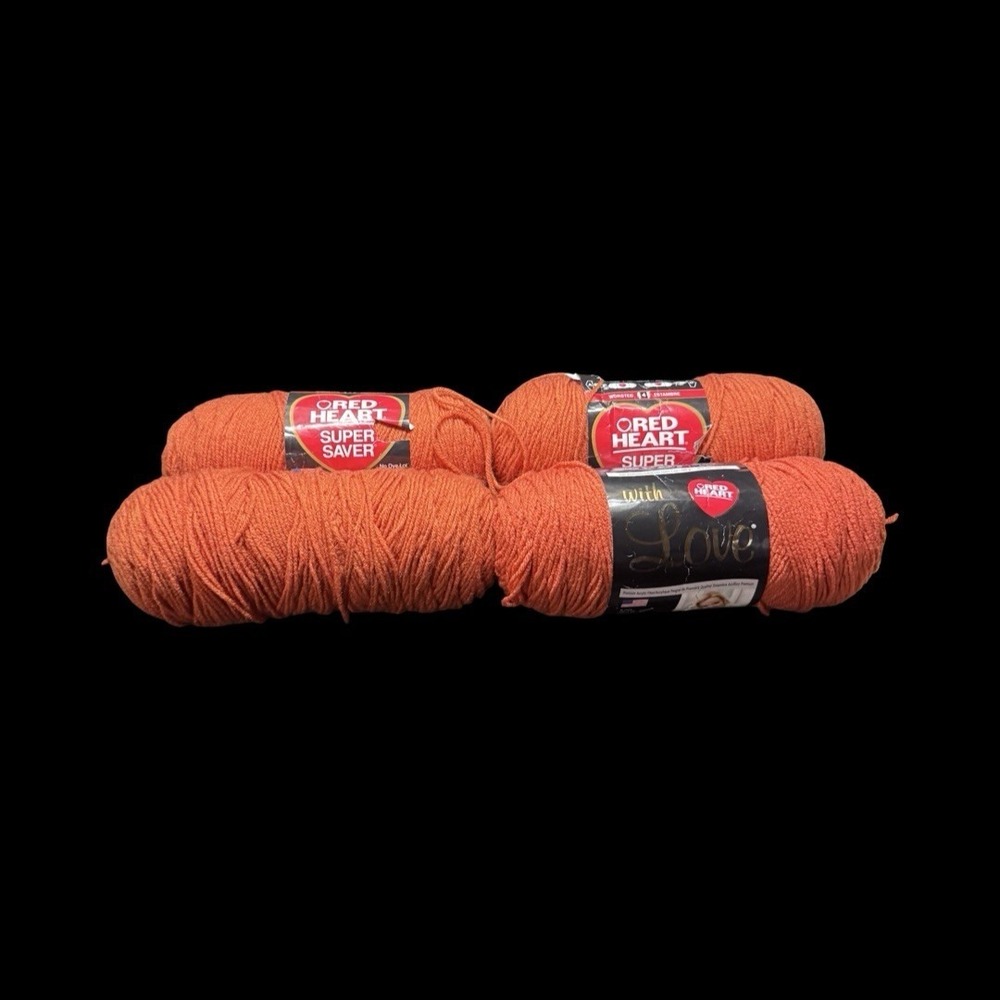 Red Heart Super Saver Orange Yarn 7oz~364yds Each - 2 Carrot, 1 Mango + 1 Extra